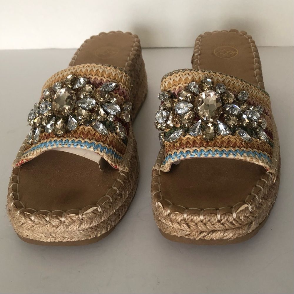 White Mountain Stitch Platform Wedge Espadrille Sandals NWT Size 8.5 Bohemian - Picture 5 of 12
